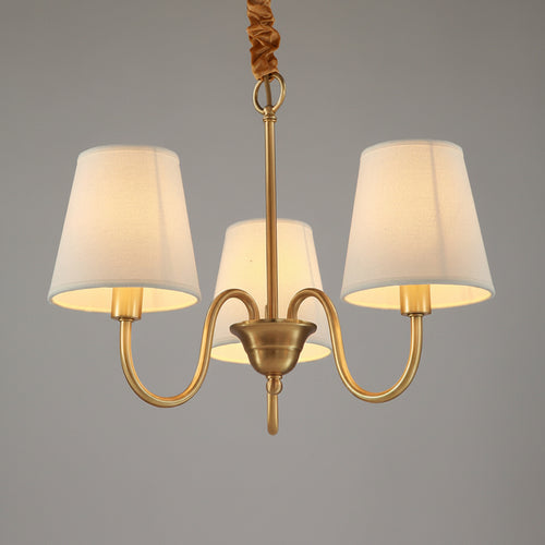 American Style Full Copper Fabric Pendant Light Branch Ceiling Fixture
