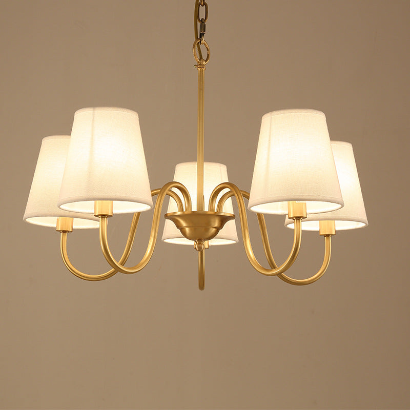 American Style Full Copper Fabric Pendant Light Branch Ceiling Fixture