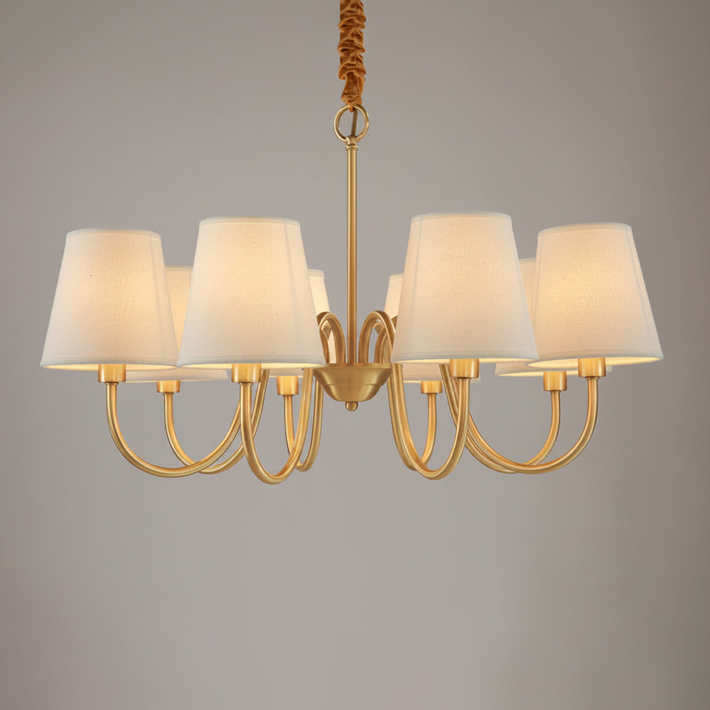 American Style Full Copper Fabric Pendant Light Branch Ceiling Fixture