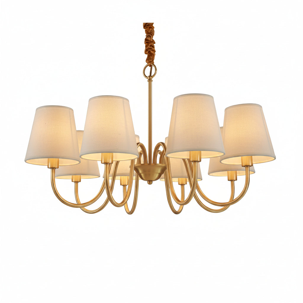 American Style Full Copper Fabric Pendant Light Branch Ceiling Fixture