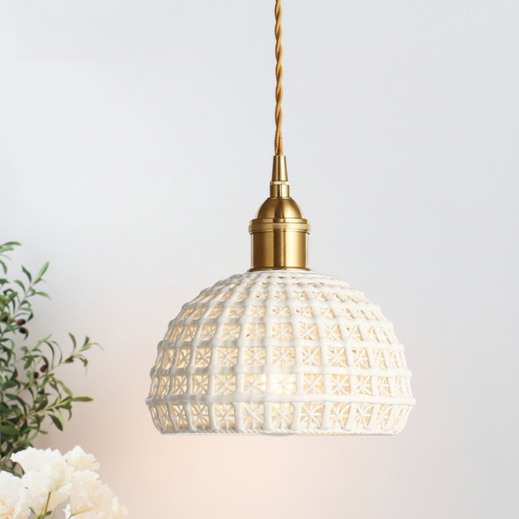 Brass Ceramic Pendant Light Nordic Bedroom Bedside Ceiling Fixture