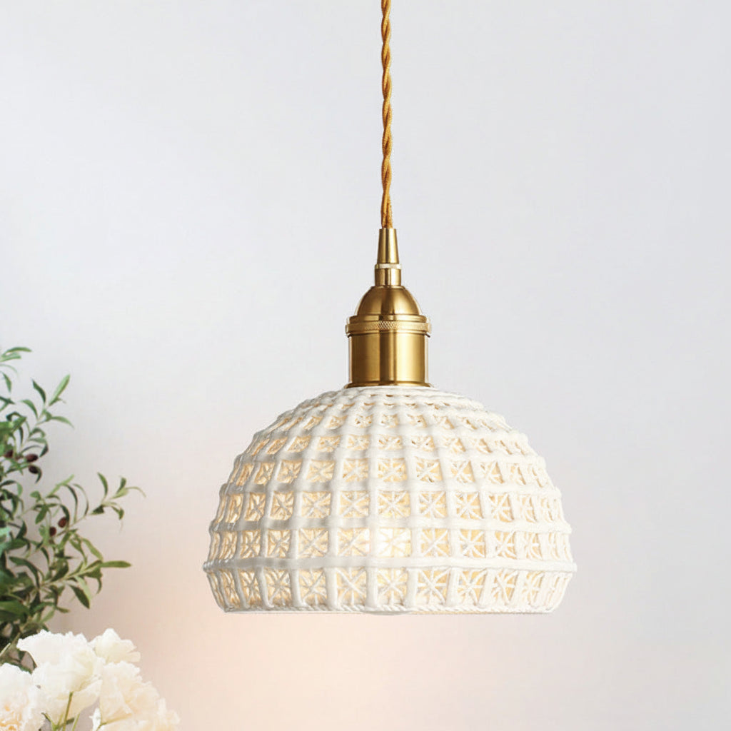 Brass Ceramic Pendant Light Nordic Bedroom Bedside Ceiling Fixture