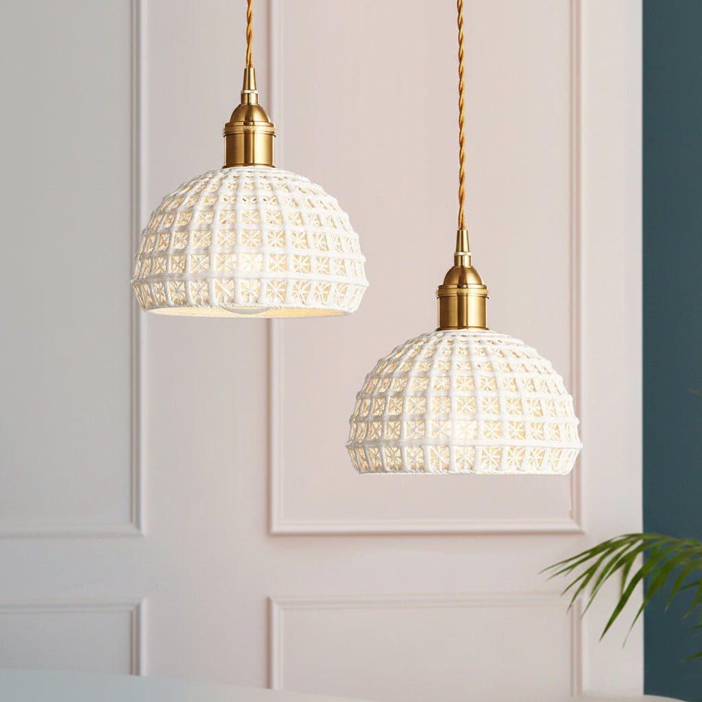 Brass Ceramic Pendant Light Nordic Bedroom Bedside Ceiling Fixture