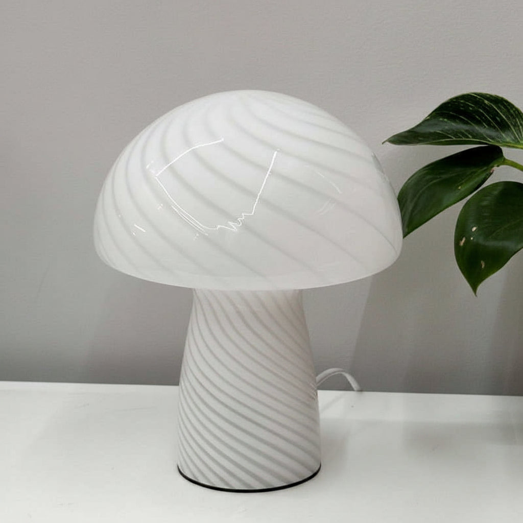 Cream Style Striped Mushroom Glass Table Lamp Nordic Lighting