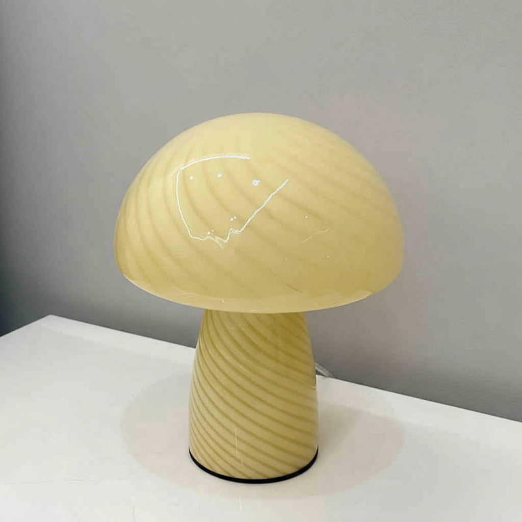 Cream Style Striped Mushroom Glass Table Lamp Nordic Lighting
