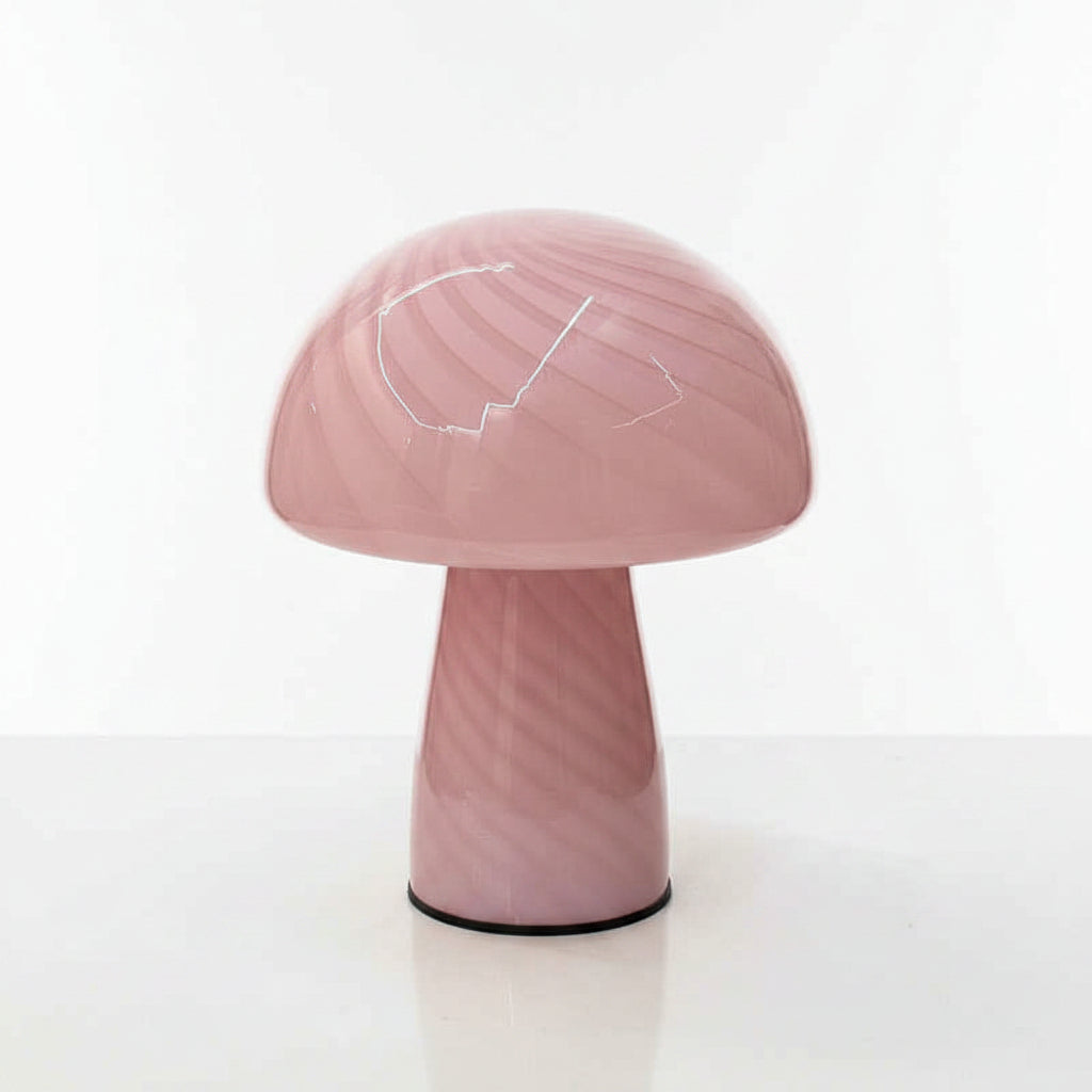 Cream Style Striped Mushroom Glass Table Lamp Nordic Lighting