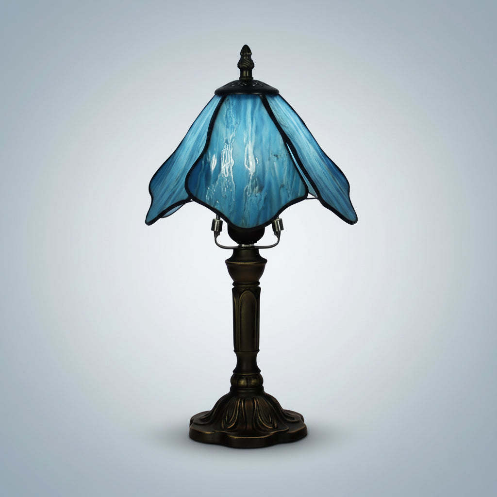 European Retro Tiffany Table Lamp Mediterranean Resin Accent Light