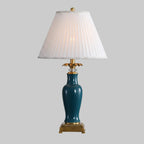 Glazed American Copper Ceramic Table Lamp With Fabric Shade