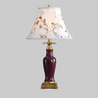 Glazed American Copper Ceramic Table Lamp With Fabric Shade