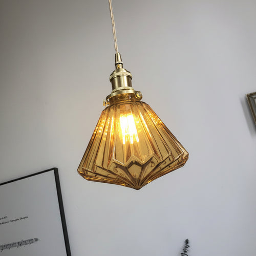 Japanese Style Brass Glass Pendant Light Nordic Ceiling Fixture