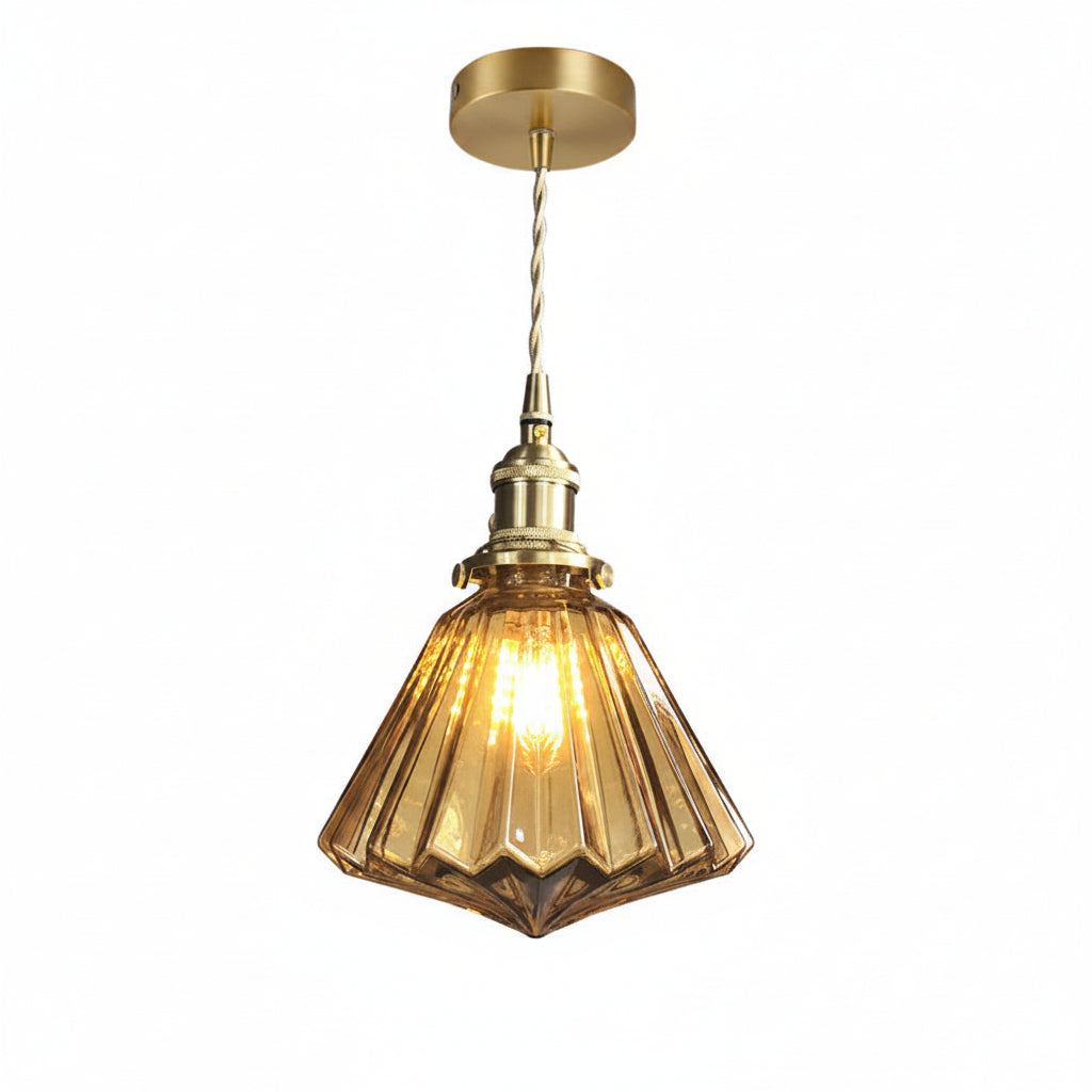 Japanese Style Brass Glass Pendant Light Nordic Ceiling Fixture