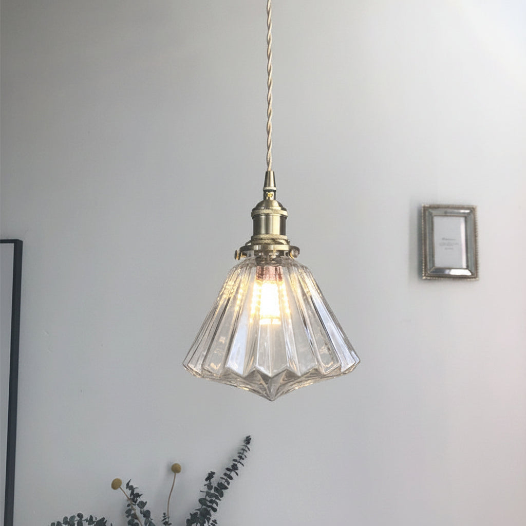Japanese Style Brass Glass Pendant Light Nordic Ceiling Fixture