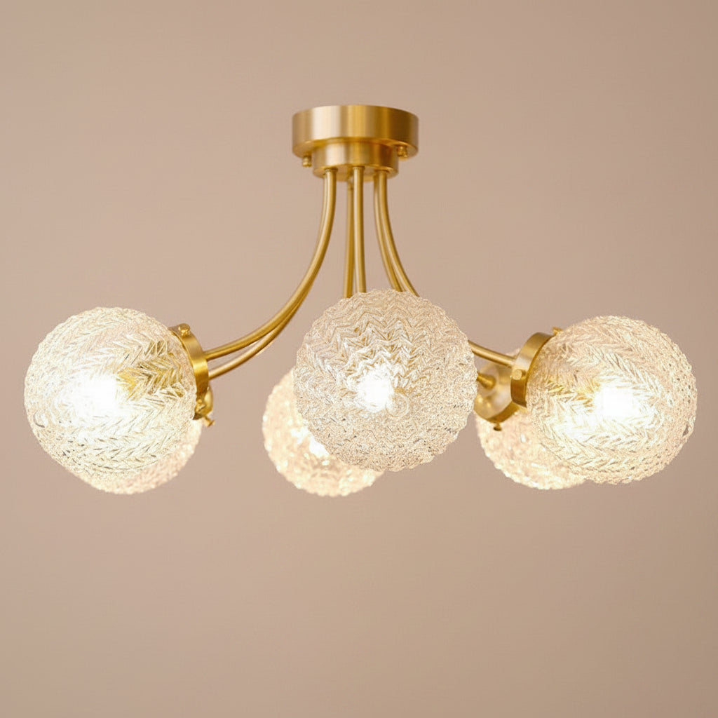 Minimalist Spherical Glass Pendant Light French Style Chandelier Fixture