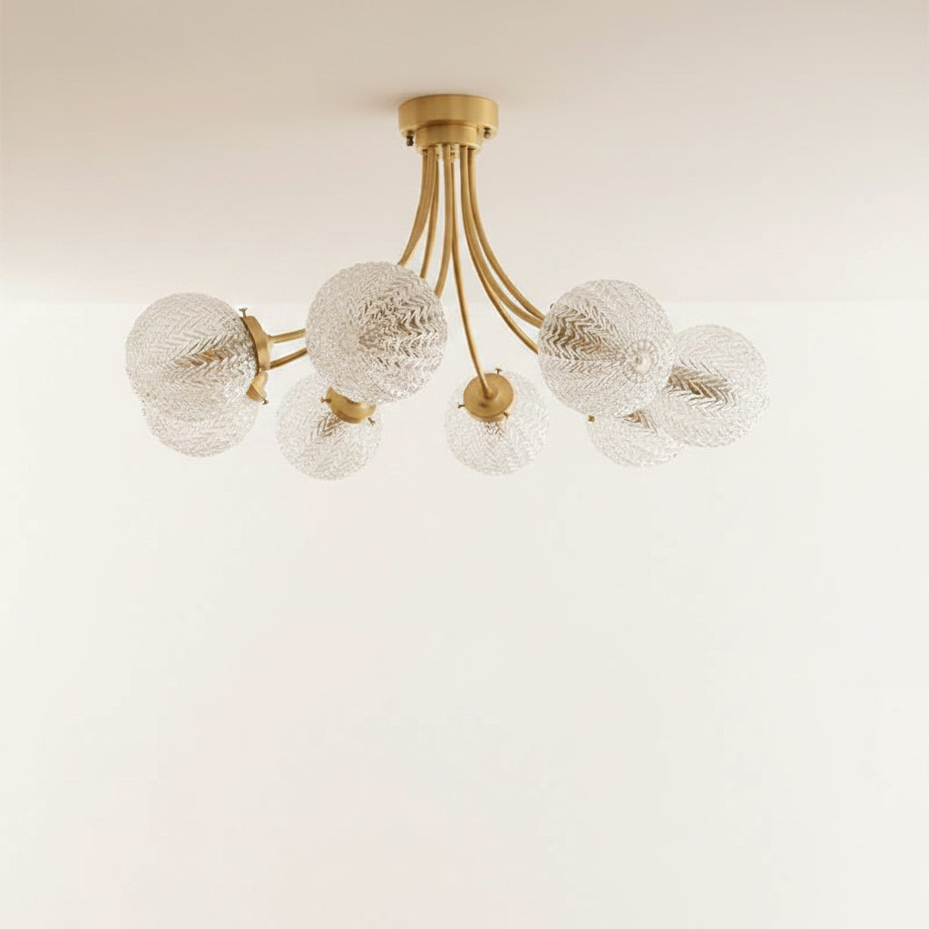 Minimalist Spherical Glass Pendant Light French Style Chandelier Fixture