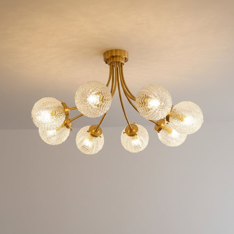 Minimalist Spherical Glass Pendant Light French Style Chandelier Fixture