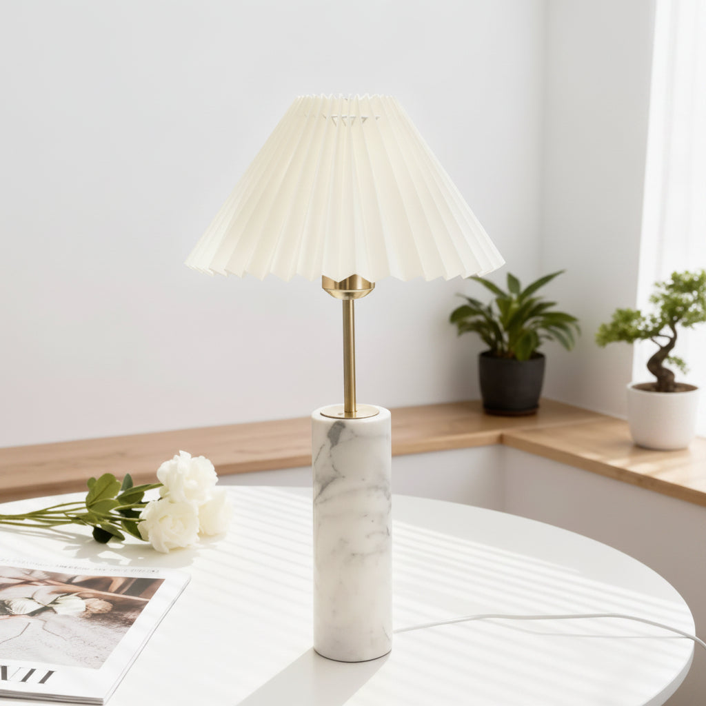 Natural Marble Style Table Lamp Mid-Century Modern Bedside Light