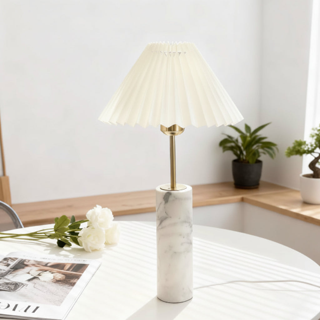 Natural Marble Style Table Lamp Mid-Century Modern Bedside Light