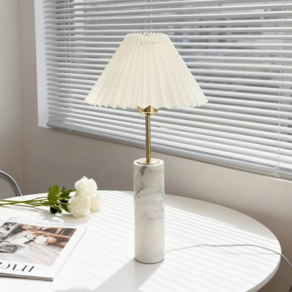 Natural Marble Style Table Lamp Mid-Century Modern Bedside Light