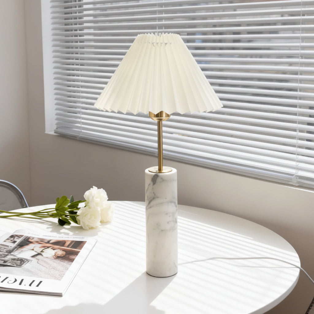 Natural Marble Style Table Lamp Mid-Century Modern Bedside Light