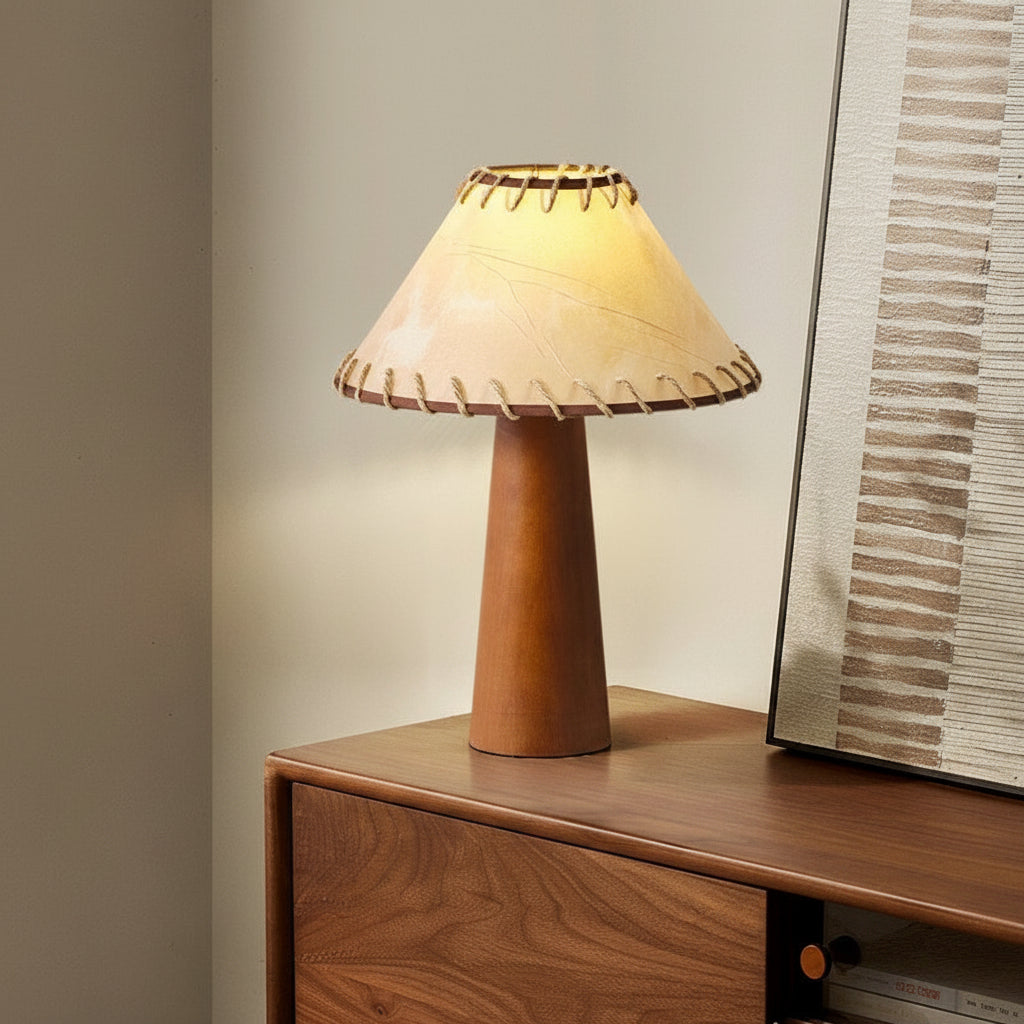 Rechargeable Japanese Wabi-Sabi Table Lamp Walnut Style Lighting