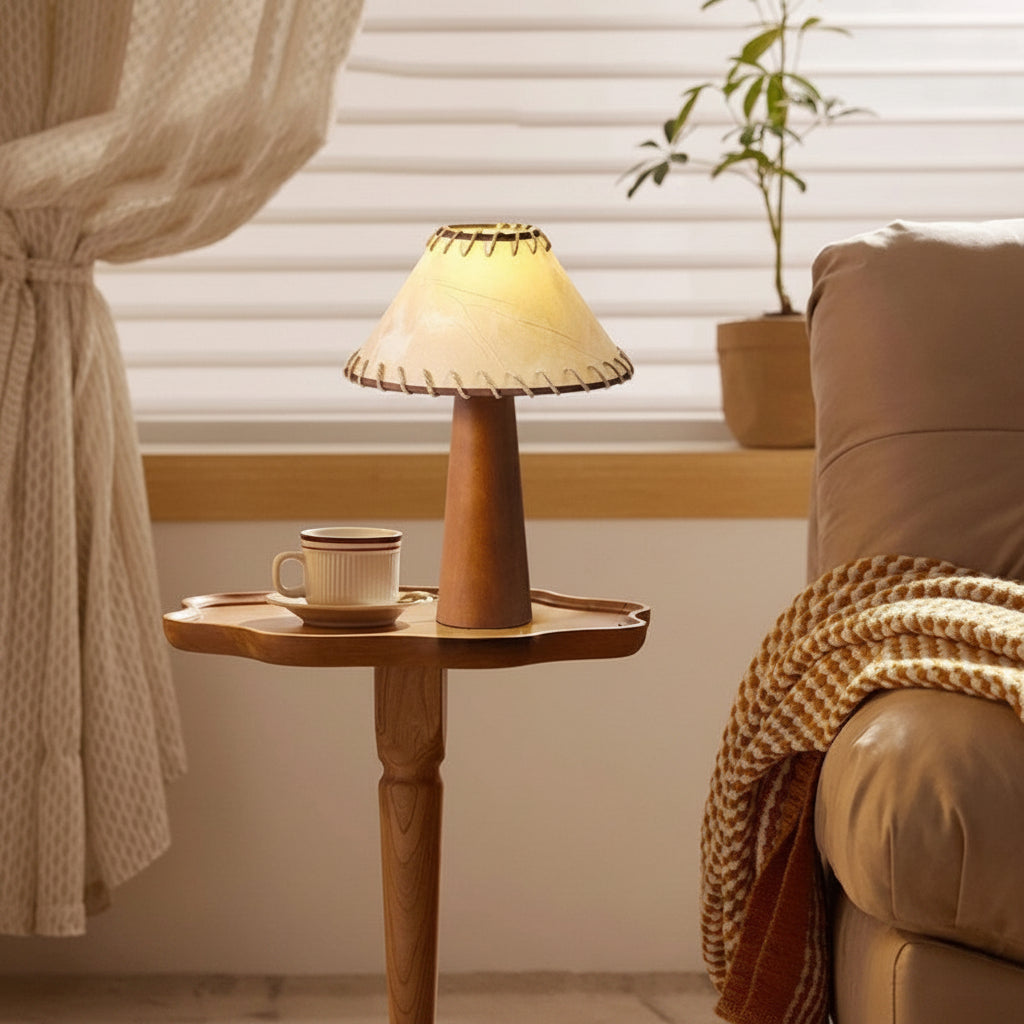 Rechargeable Japanese Wabi-Sabi Table Lamp Walnut Style Lighting