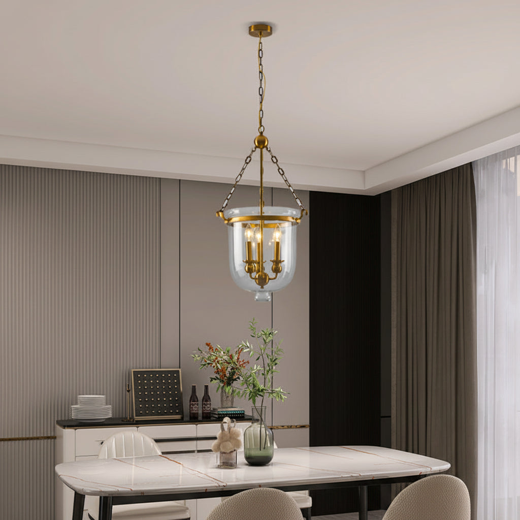 Retro Candle Glass Barrel Pendant Light Multi-Head Ceiling Fixture
