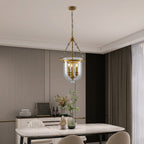 Retro Candle Glass Barrel Pendant Light Multi-Head Ceiling Fixture