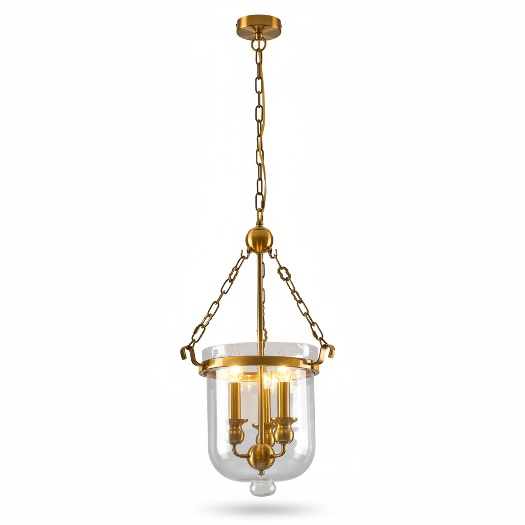 Retro Candle Glass Barrel Pendant Light Multi-Head Ceiling Fixture