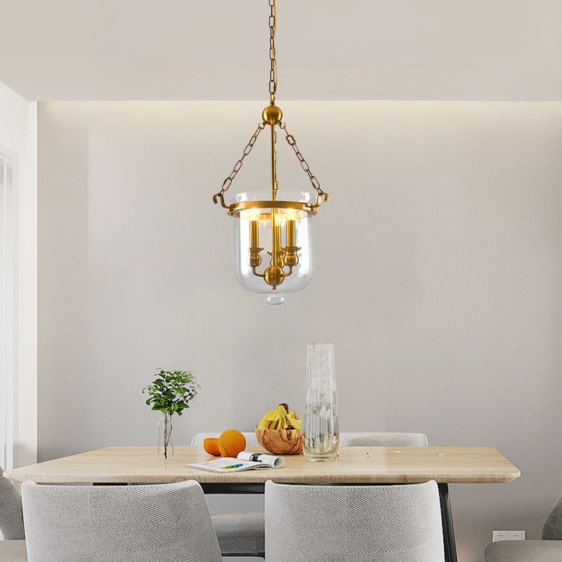 Retro Candle Glass Barrel Pendant Light Multi-Head Ceiling Fixture