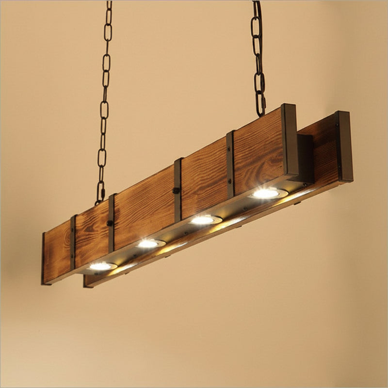 Retro Industrial Wooden Pendant Light Vintage Dining Room Fixture