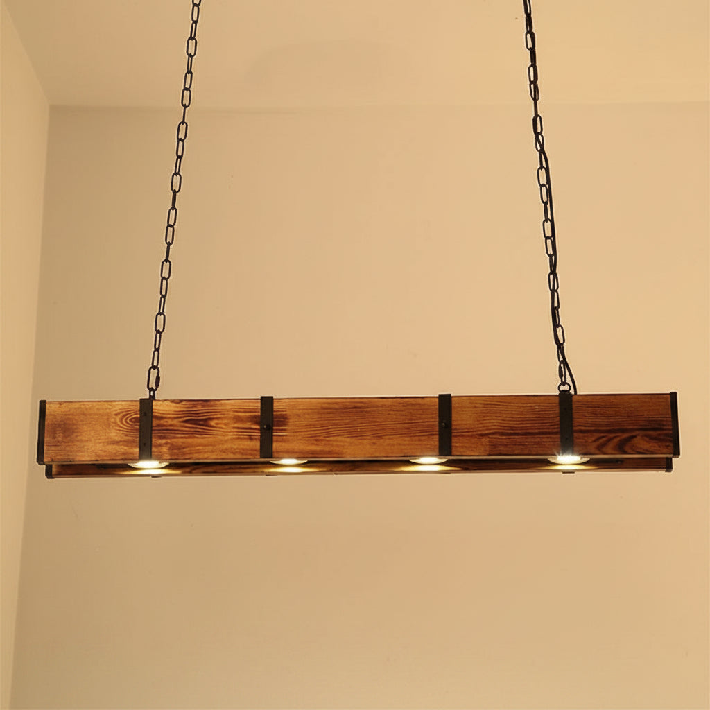 Retro Industrial Wooden Pendant Light Vintage Dining Room Fixture
