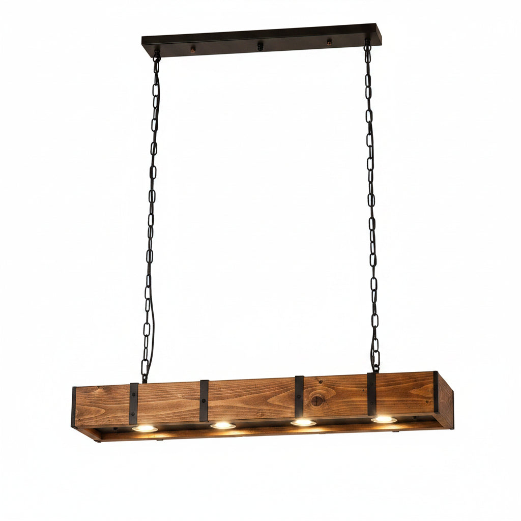 Retro Industrial Wooden Pendant Light Vintage Dining Room Fixture
