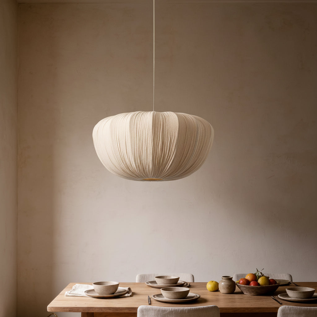 Vintage Wabi-Sabi Fabric Pendant Light French Style Ceiling Fixture