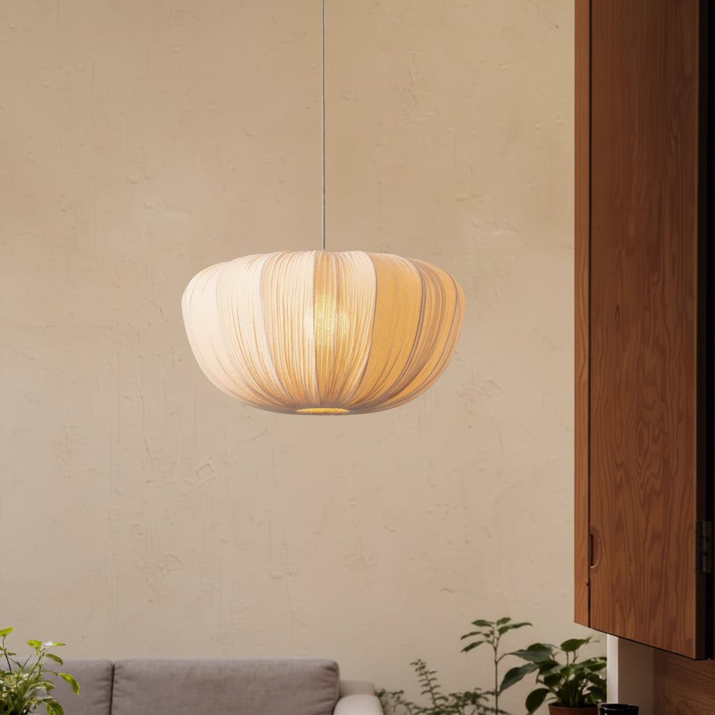 Vintage Wabi-Sabi Fabric Pendant Light French Style Ceiling Fixture