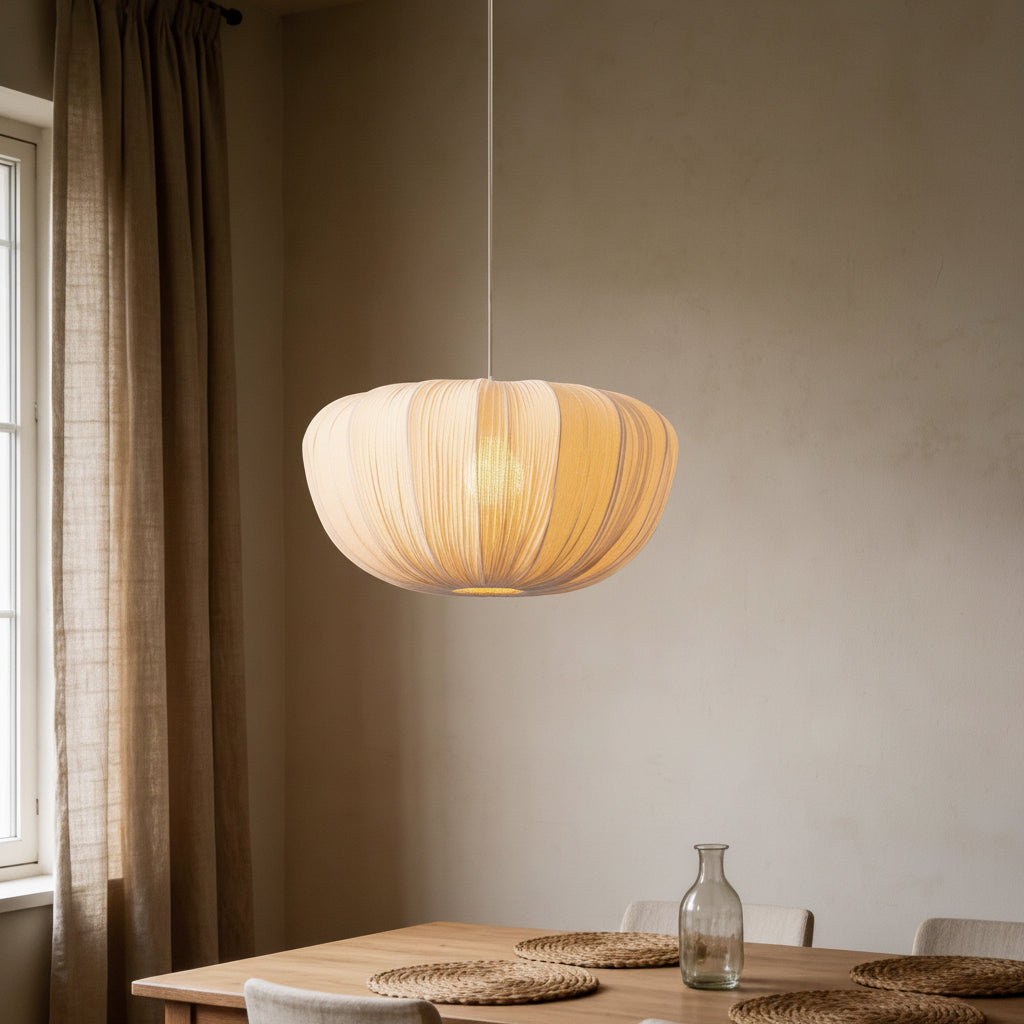 Vintage Wabi-Sabi Fabric Pendant Light French Style Ceiling Fixture